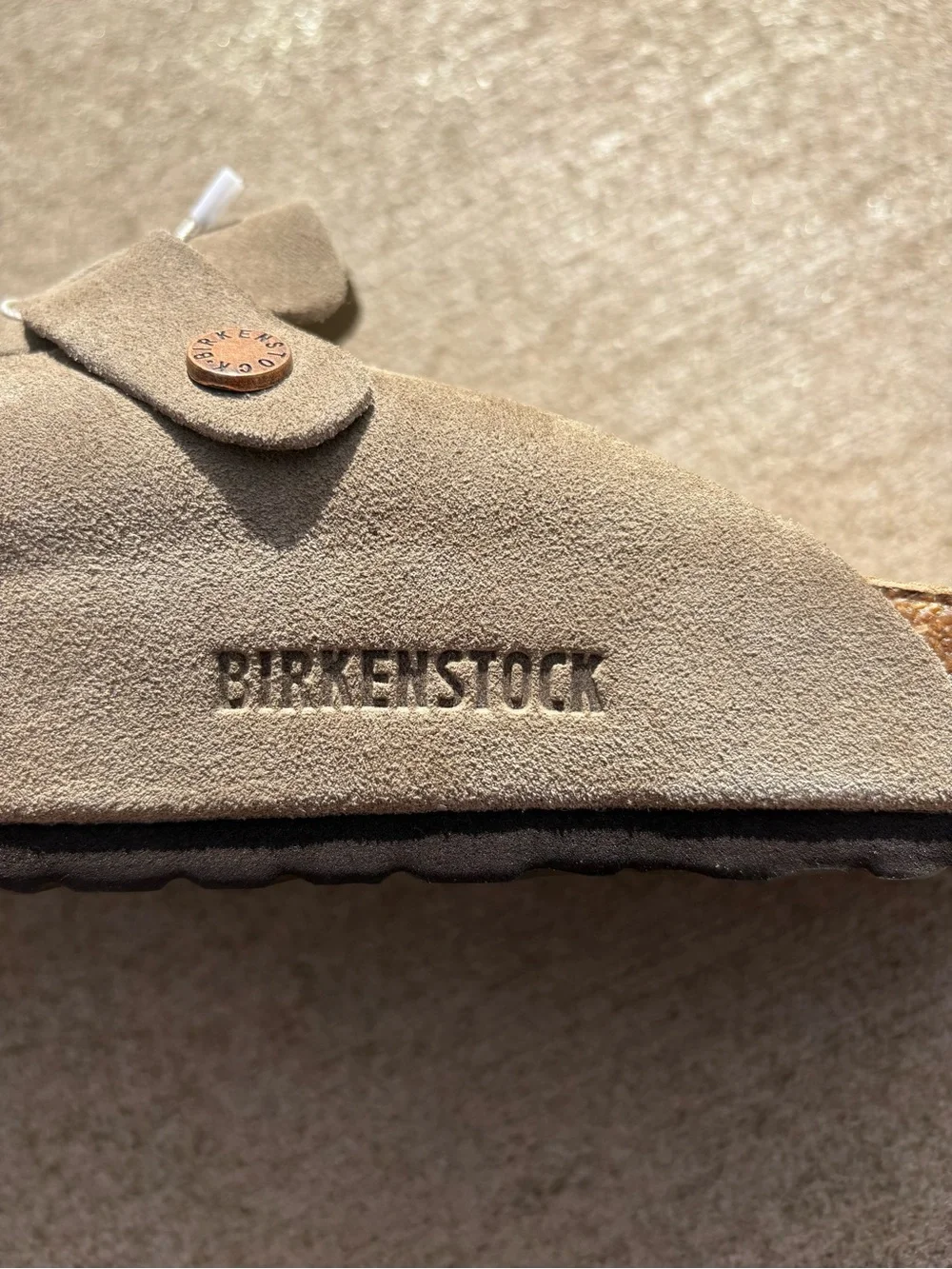 Birkenstock Taupe Suede Boston Clog with Buckle